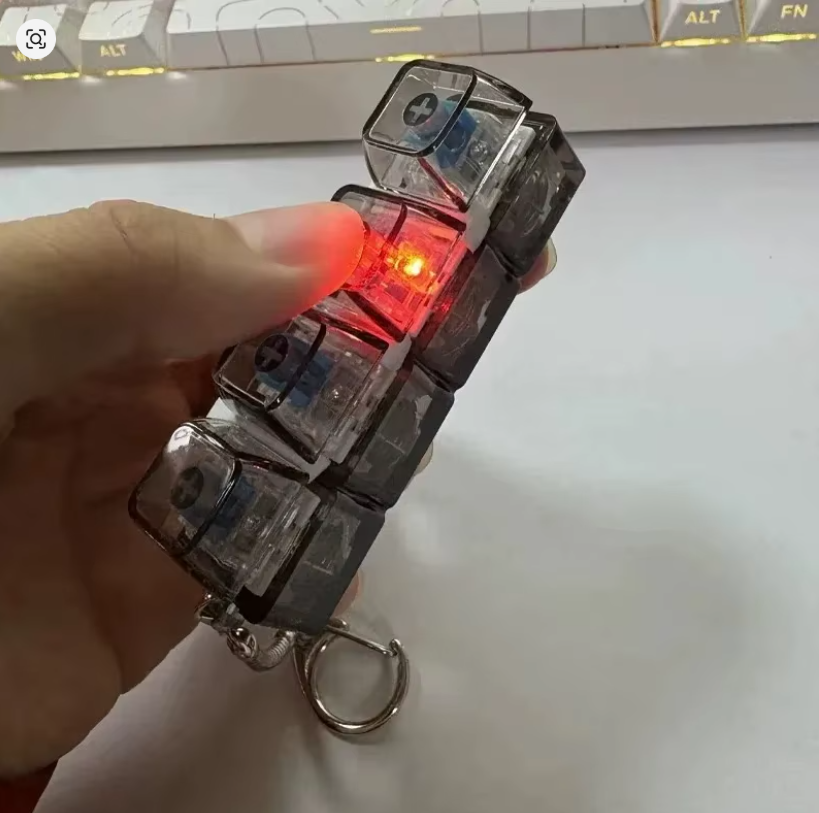 Mechanical Keyboard Fidget Keychain with LED Light